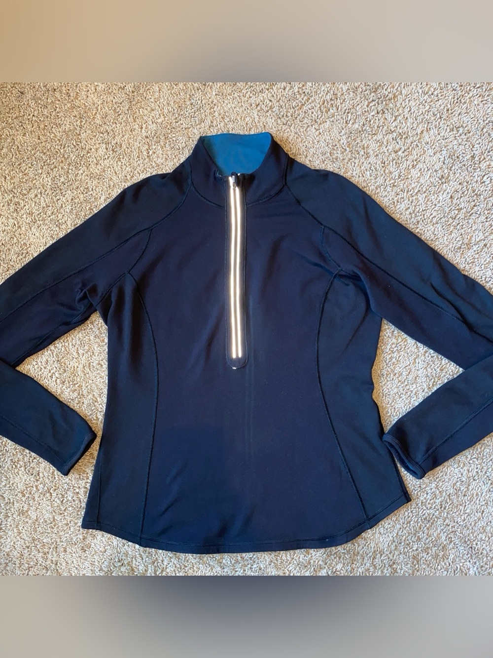 Lululemon Reversible Run U Turn 1/2 Zip Jacket Black Blue Pullover Sz 12 Active